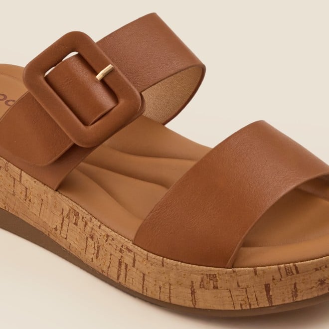 Mochi Women Tan Casual Slip Ons (SKU: 41-364-23-36)