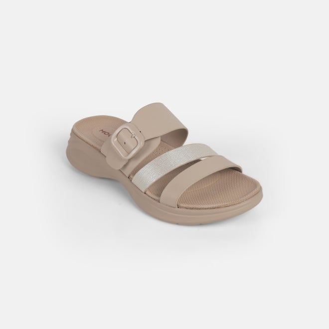 Mochi Women Beige Casual Slip Ons