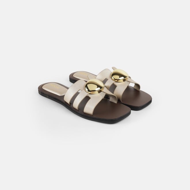 Mochi Women Gold Casual Slippers (SKU: 41-375-15-36)