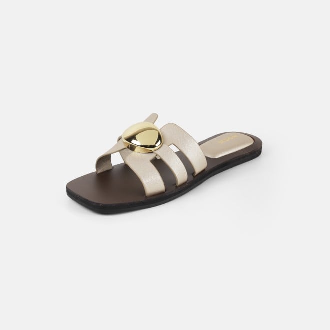 Mochi Women Gold Casual Slippers (SKU: 41-375-15-36)