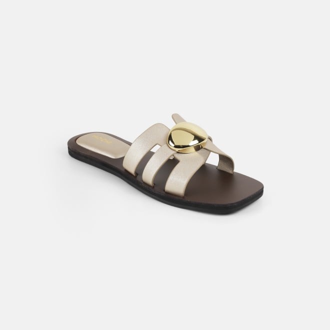 Mochi Women Gold Casual Slippers (SKU: 41-375-15-36)