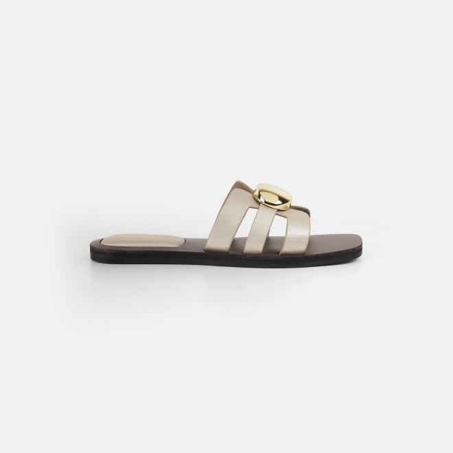 Mochi Women Gold Casual Slippers (SKU: 41-375-15-36)