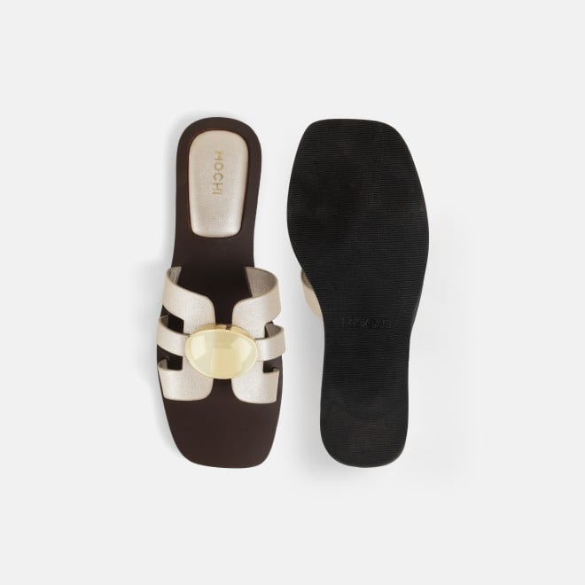 Mochi Women Gold Casual Slippers (SKU: 41-375-15-36)
