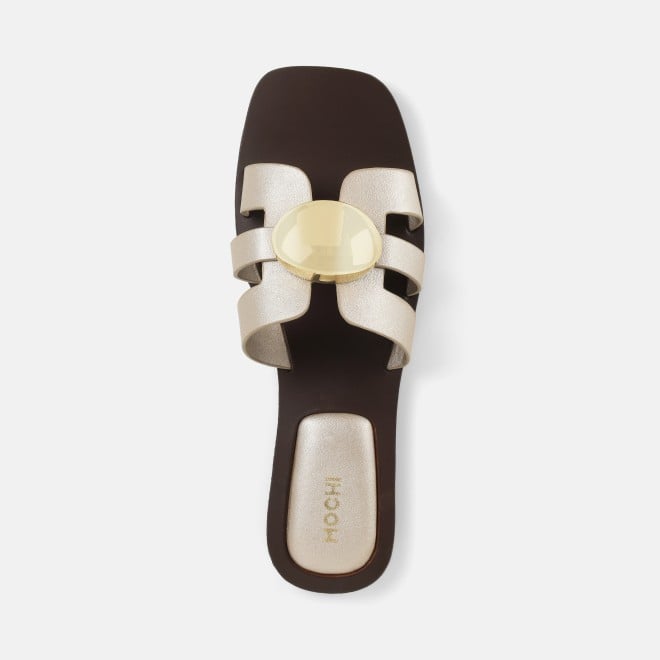 Mochi Women Gold Casual Slippers (SKU: 41-375-15-36)