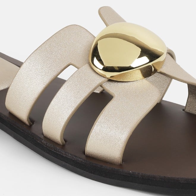 Mochi Women Gold Casual Slippers (SKU: 41-375-15-36)