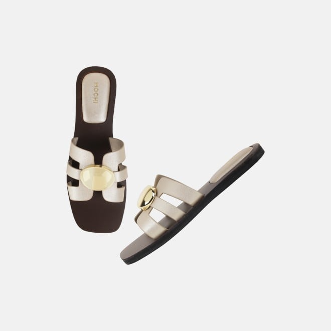 Mochi Women Gold Casual Slippers (SKU: 41-375-15-36)