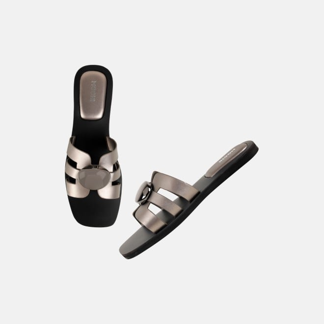 Mochi Women Gun-metal Casual Slippers (SKU: 41-375-29-36)