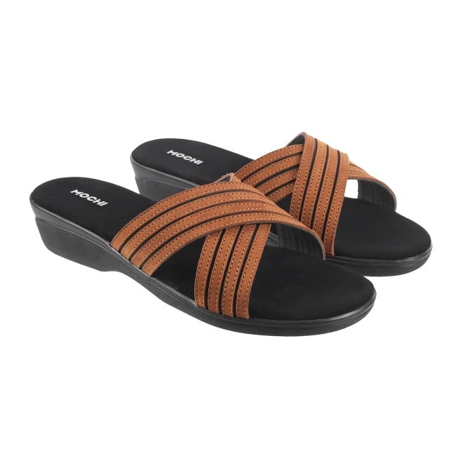 Mochi Women Tan Casual Slip Ons (SKU: 41-3837L-23-42)