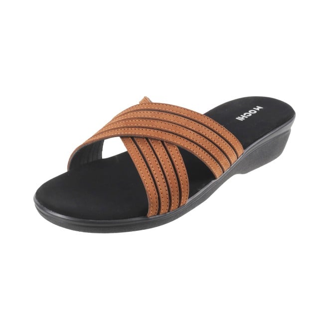 Mochi Women Tan Casual Slip Ons (SKU: 41-3837L-23-42)