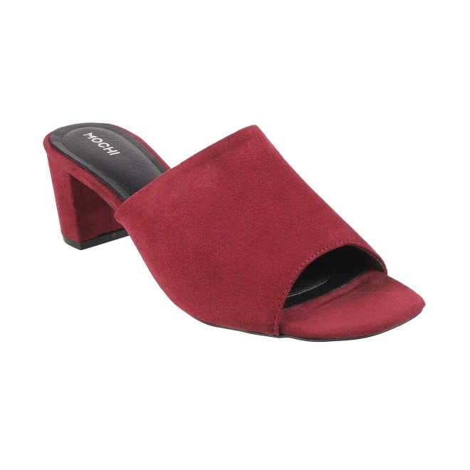Mochi Maroon Casual Slides for Women