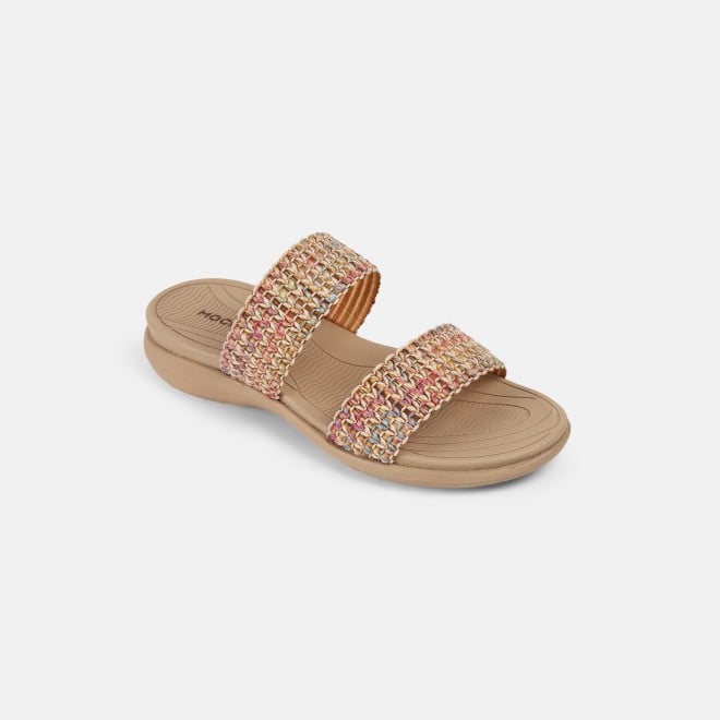 Mochi Women Beige Casual Slip Ons