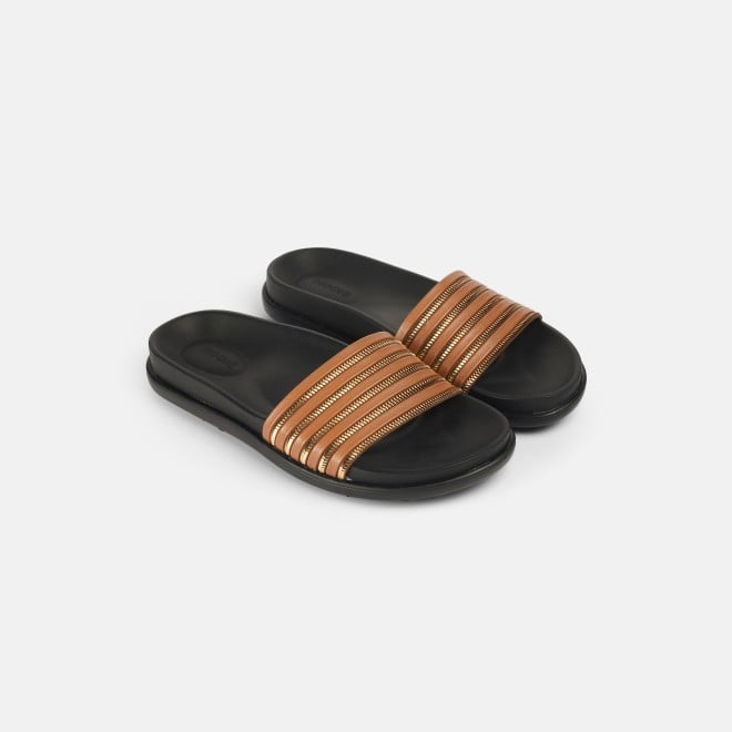 Mochi Women Tan Casual Slip Ons (SKU: 41-402-23-36)