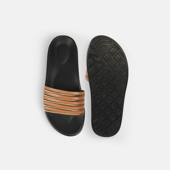 Mochi Women Tan Casual Slip Ons (SKU: 41-402-23-36)