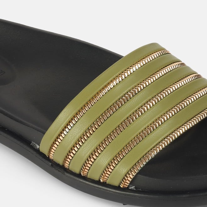 Mochi Women Green Casual Slip Ons (SKU: 41-402-21-36)