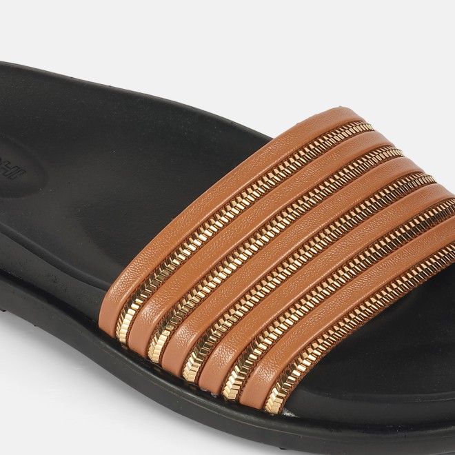 Mochi Women Tan Casual Slip Ons (SKU: 41-402-23-36)