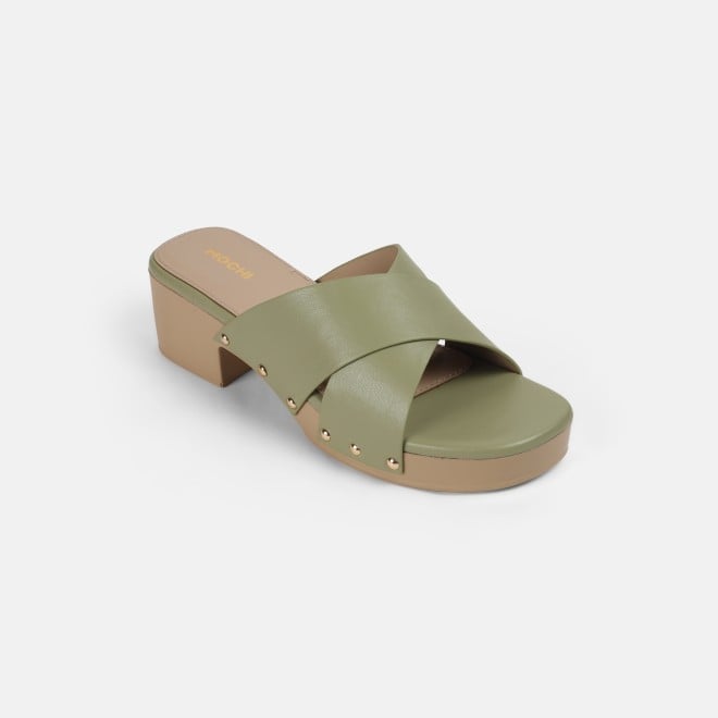 Mochi Women Green Casual Slip Ons