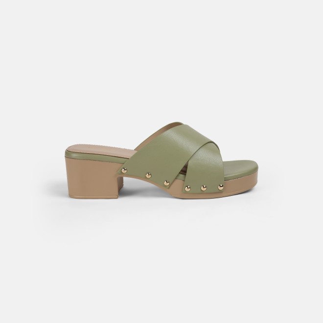 Mochi Women Green Casual Slip Ons (SKU: 41-408-21-36)