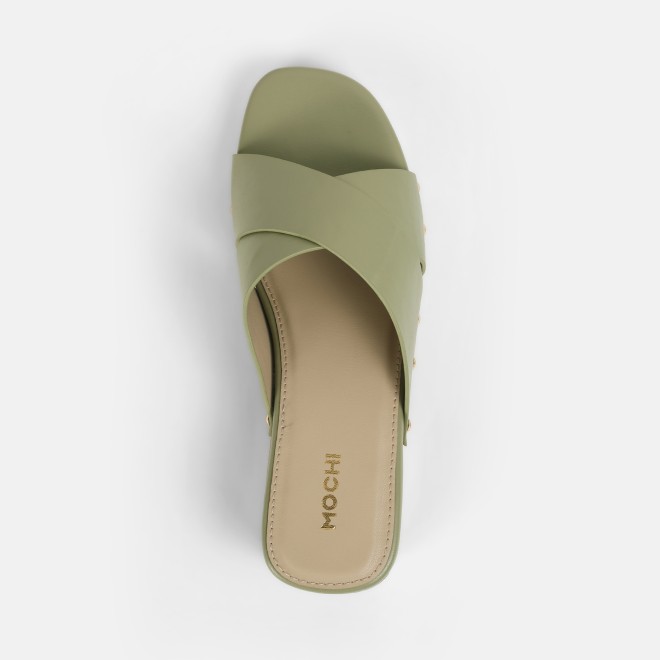 Mochi Women Green Casual Slip Ons (SKU: 41-408-21-36)