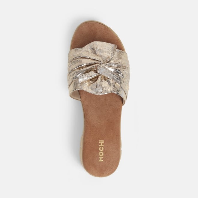 Mochi Women Gold Casual Slip Ons (SKU: 41-410-15-36)