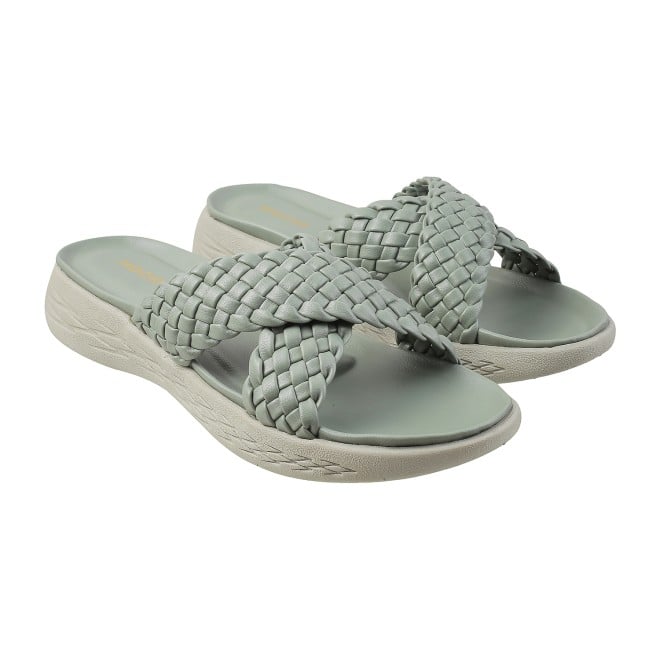 Mochi Women Light-Green Casual Slip Ons