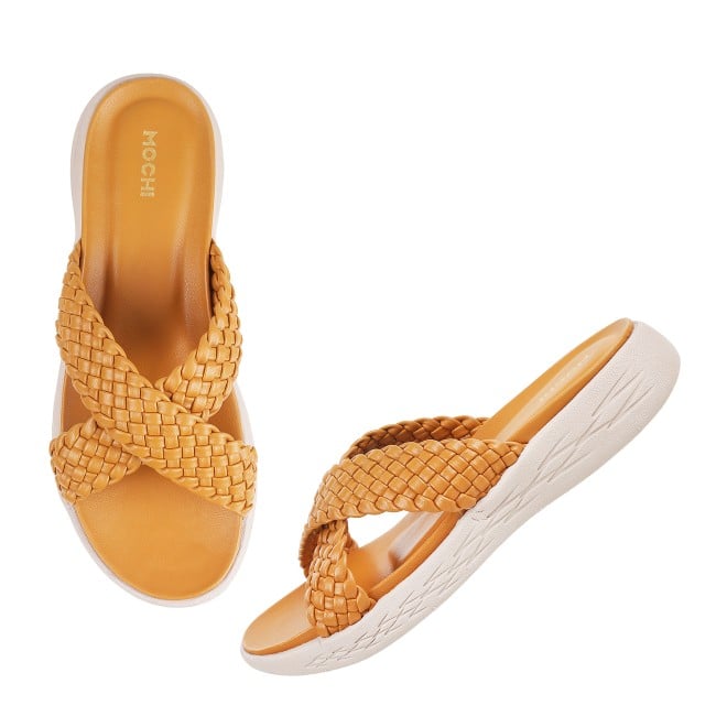 Mochi Women Yellow Casual Slip Ons (SKU: 41-4121-33-42)