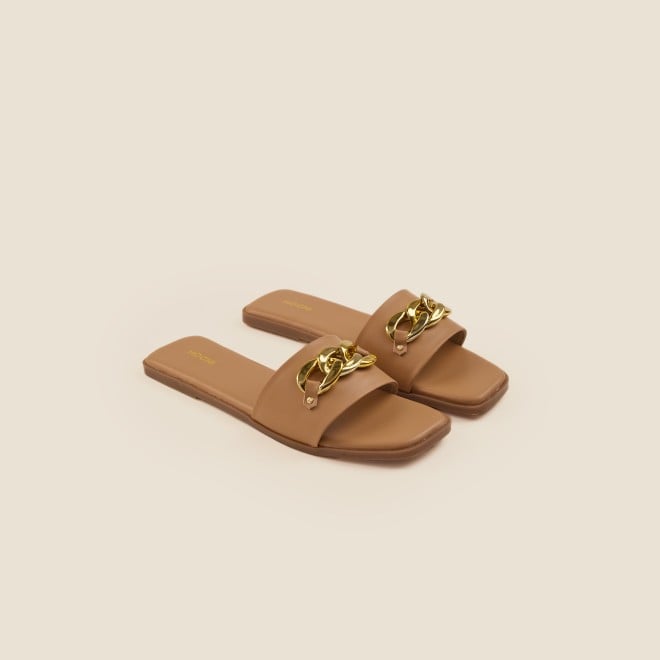 Mochi Women Beige Casual Slippers (SKU: 41-4157-20-36)