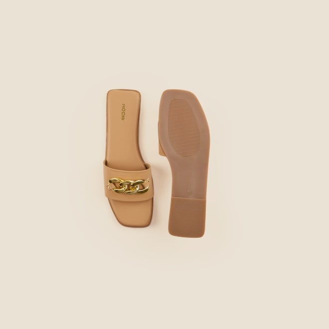 Mochi Women Beige Casual Slippers (SKU: 41-4157-20-36)