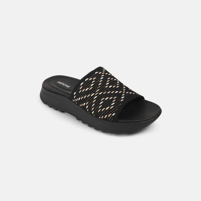 Mochi Women Black Casual Slip Ons