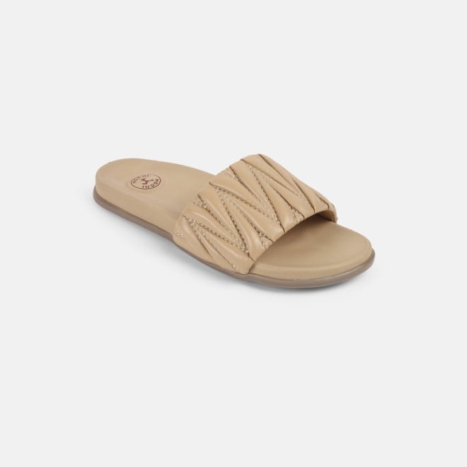 Mochi Women Beige Casual Slip Ons