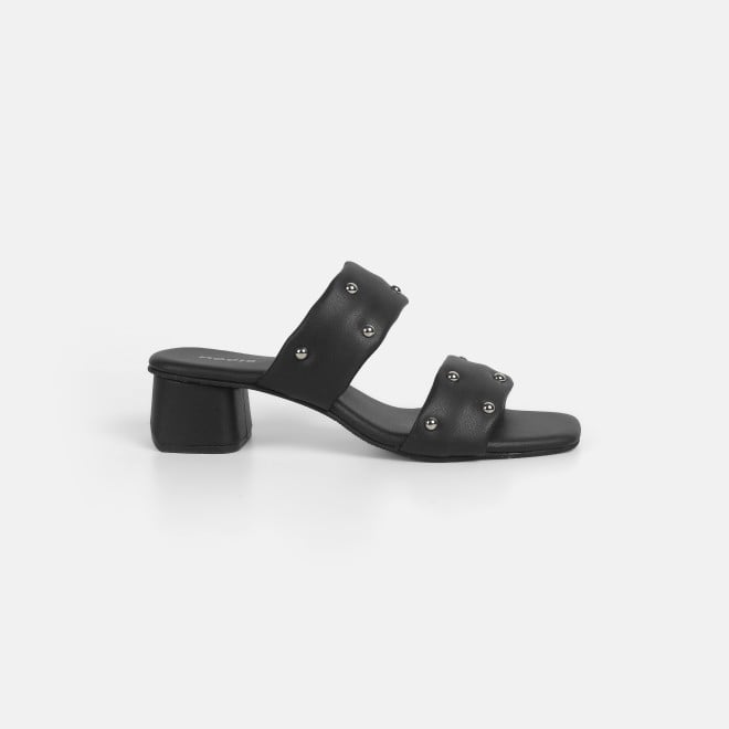 Mochi Women Black Ethnic Slip Ons (SKU: 41-425-11-37)