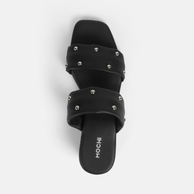 Mochi Women Black Ethnic Slip Ons (SKU: 41-425-11-37)