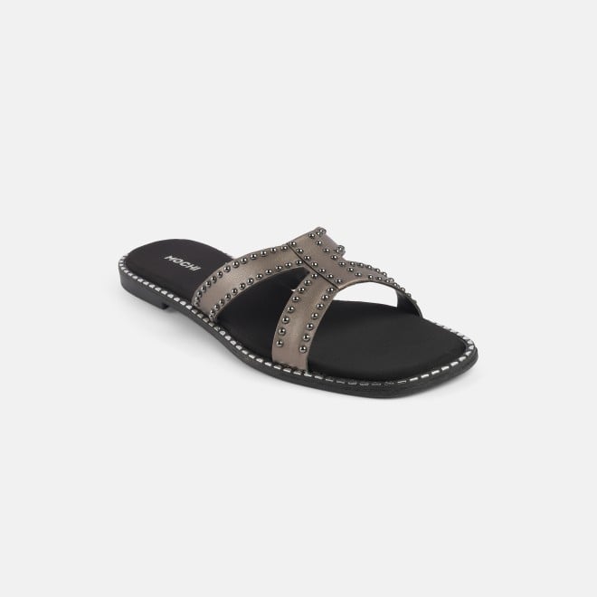 Mochi Women Gun-metal Casual Slip Ons (SKU: 41-427-29-36)