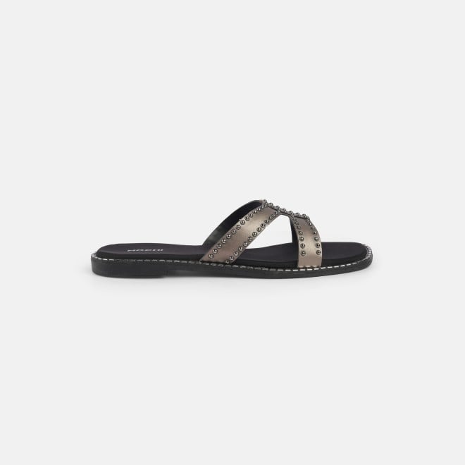 Mochi Women Gun-metal Casual Slip Ons (SKU: 41-427-29-36)