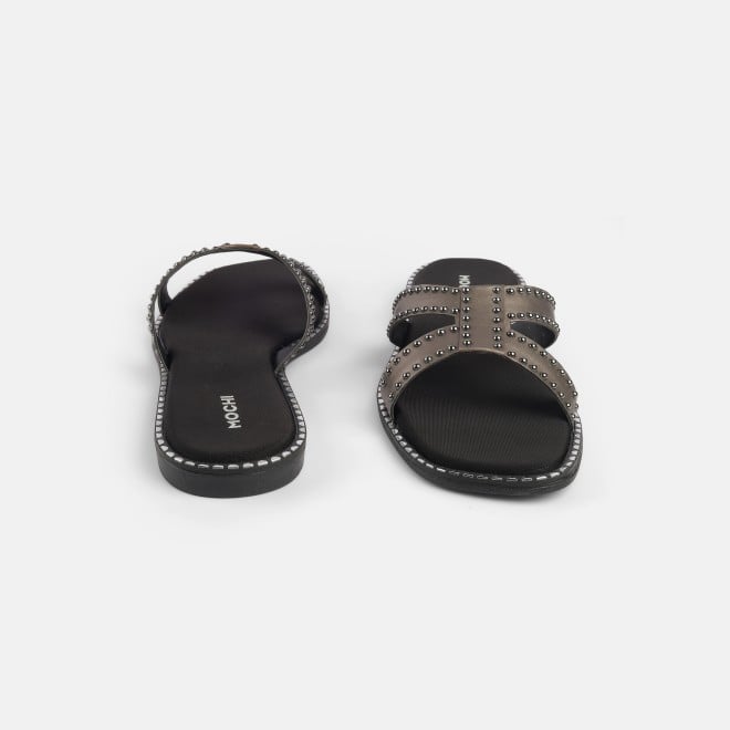 Mochi Women Gun-metal Casual Slip Ons (SKU: 41-427-29-36)
