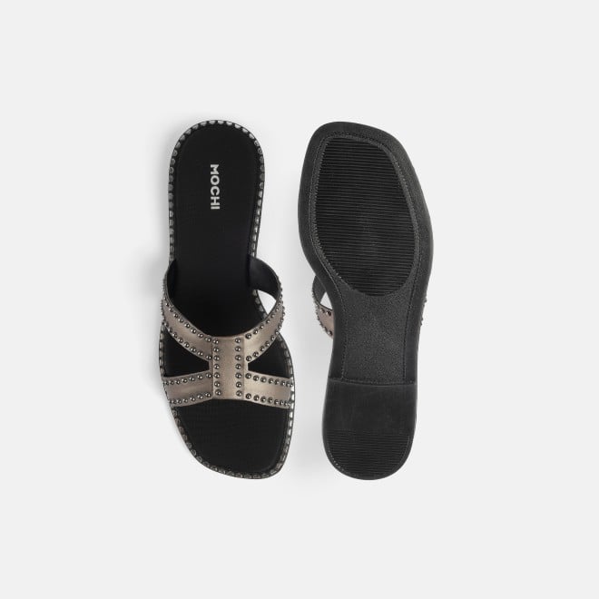 Mochi Women Gun-metal Casual Slip Ons (SKU: 41-427-29-36)