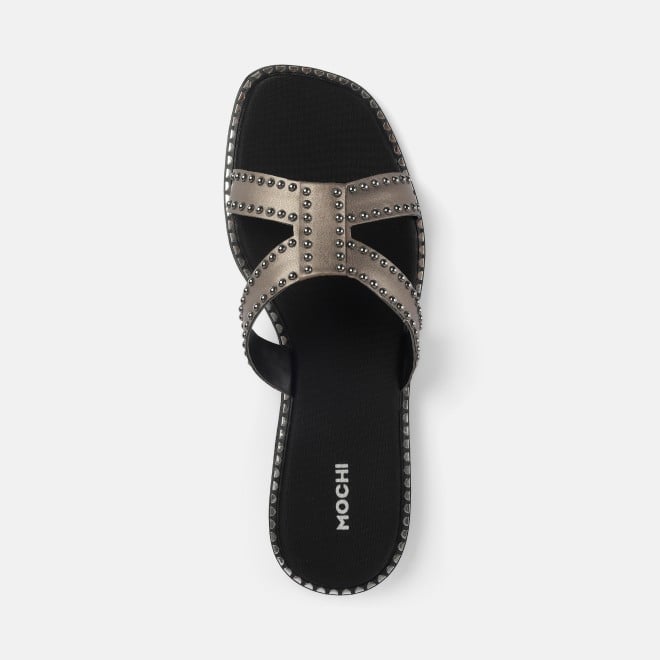 Mochi Women Gun-metal Casual Slip Ons (SKU: 41-427-29-36)