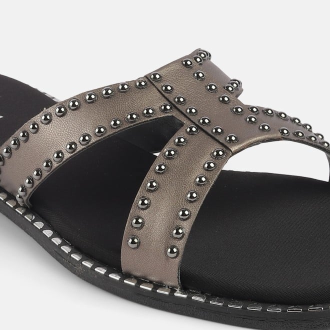 Mochi Women Gun-metal Casual Slip Ons (SKU: 41-427-29-36)