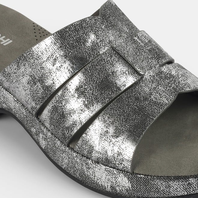 Mochi Women Gun-metal Casual Slip Ons (SKU: 41-429-29-36)