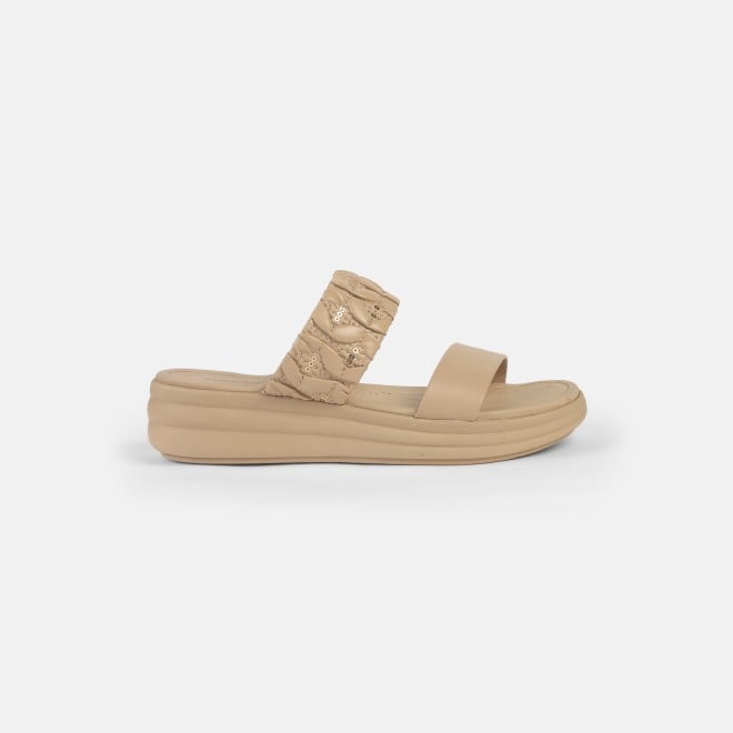 Mochi Women Beige Casual Slip Ons (SKU: 41-433-20-36)