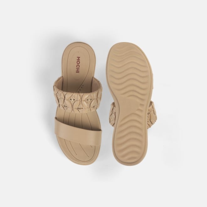 Mochi Women Beige Casual Slip Ons (SKU: 41-433-20-36)