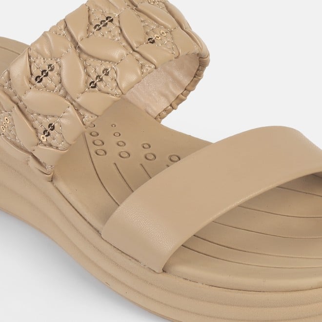 Mochi Women Beige Casual Slip Ons (SKU: 41-433-20-36)