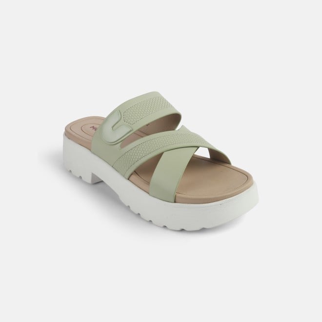 Mochi Women Light-green Casual Slip Ons
