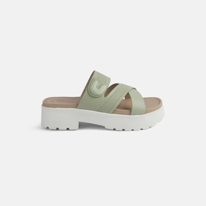 Mochi Women Light-green Casual Slip Ons (SKU: 41-434-60-36)