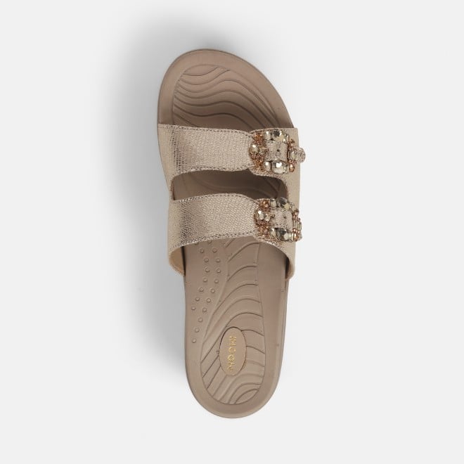 Mochi Women Gold Casual Slip Ons (SKU: 41-437-15-36)