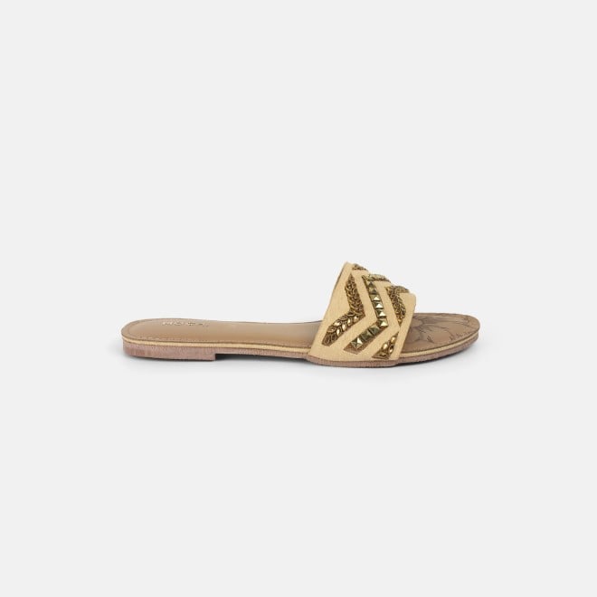 Mochi Women Beige Casual Slippers (SKU: 41-445-20-36)