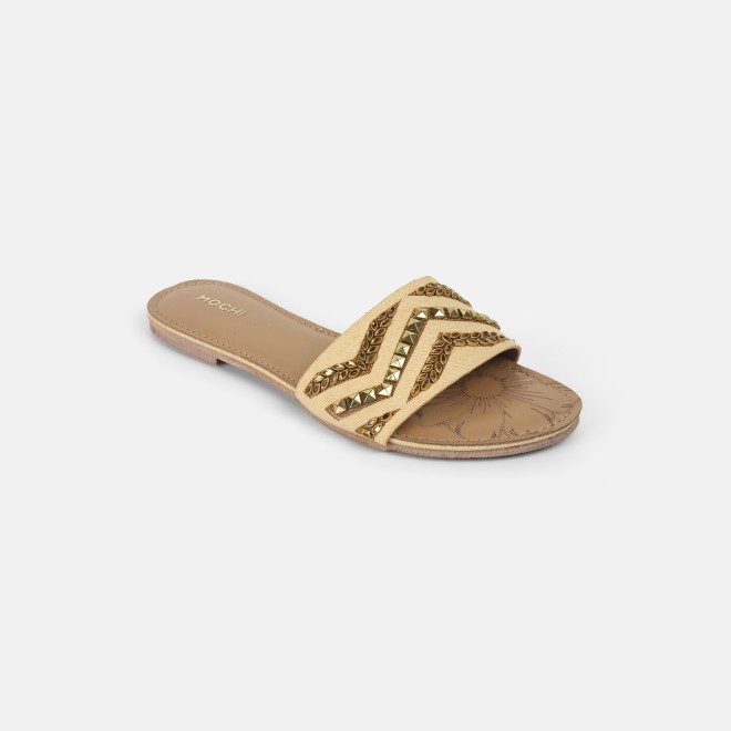 Mochi Women Beige Casual Slippers (SKU: 41-445-20-37)