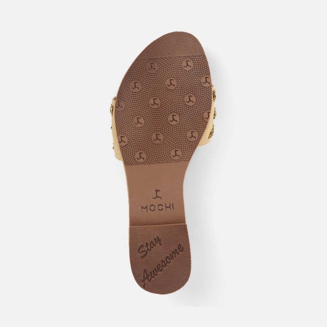 Mochi Women Beige Casual Slippers (SKU: 41-445-20-37)