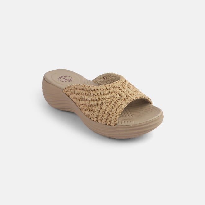 Mochi Women Beige Casual Slip Ons