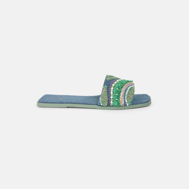 Mochi Women Green Casual Slippers (SKU: 41-453-21-36)