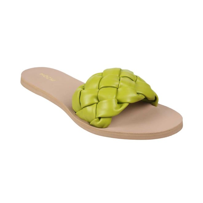 Mochi Green Casual Slippers for Women